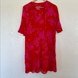 Red and Pink Floral Dress